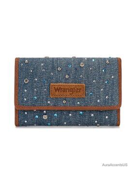 RFID Blocking Tri-fold Wallet - Compact Denim Wallet with Coin Pocket